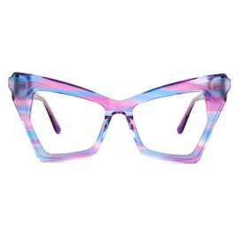 Zeelool Butterfly Frame Glasses for Women, Acetate Eyewear Frame with Non-prescription Clear Lenses ZJGA182714-02 Blue-Purple