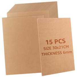 JMIATRY Pack of 15 MDF Wooden Panels for Crafts, 30 x 21 cm MDF Panels, 6 mm Medium Density Fibreboard Wood Sheet for Laser, Fretsaw, CNC Router, Modelling