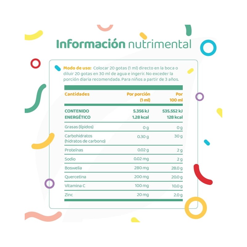 Gotas De Boswelia y Quercetina Para Niños Adicionado Con Vitamina