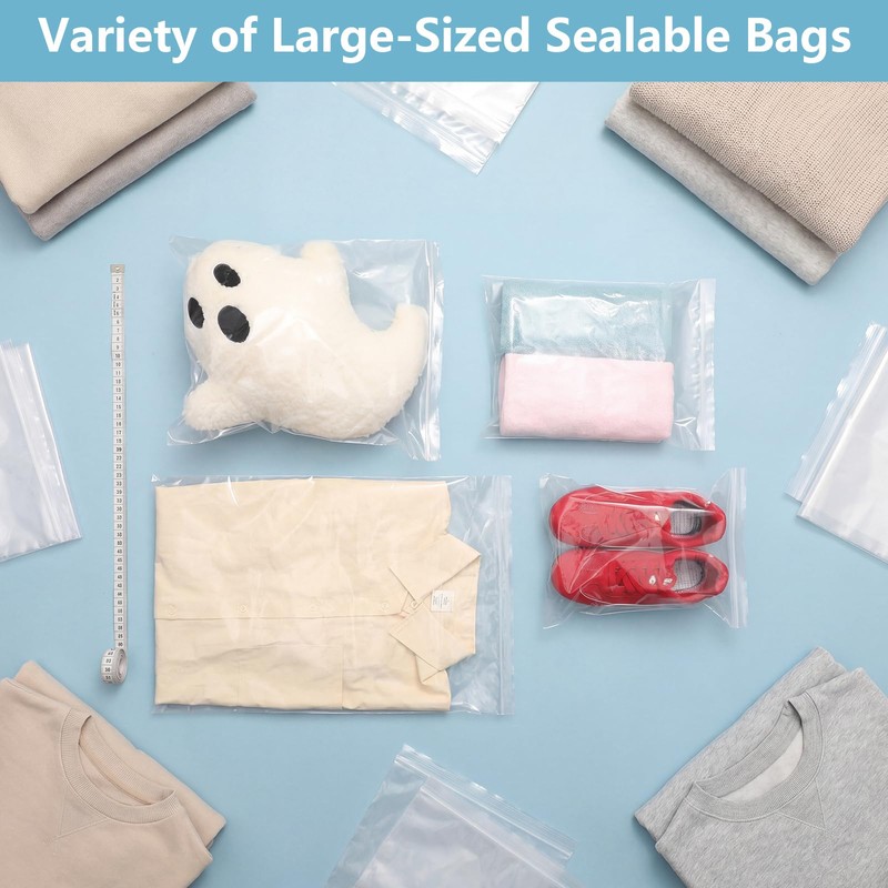 100 PCS 13"×15" Large Zip Seal Lock Bags 2 Gallon