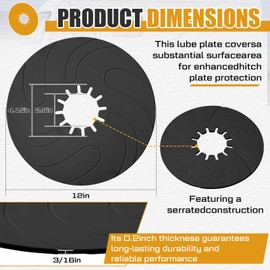 Threlaco 2 Pack 5th Wheel Hitch Lube Plate 12 Inch RV Camper Trailer Fifth Wheel Plate Disc Accessories for Trailer Safety Kit, 3/16 Inch Thick, Black