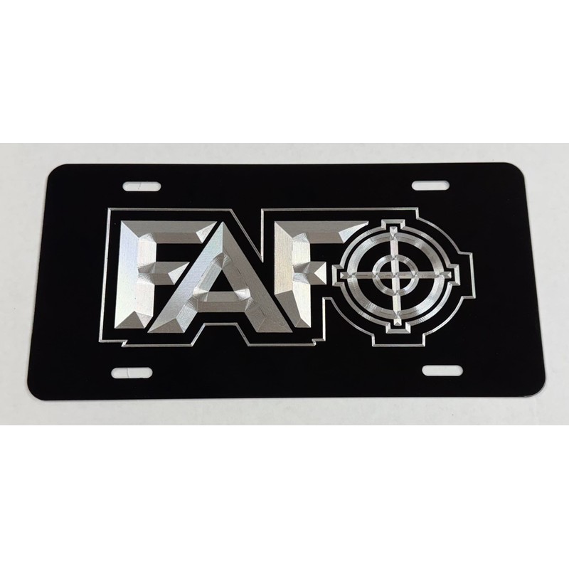 FAFO Scope Car Tag Diamond Etched Engraved Vanity Front Aluminum