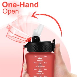 GOPPUS 350ml/12oz Kids Water Bottles With Straw Toddler Drinks Bottle for School Leakproof Children's Bottle with Time Marking Small Bottle BPA free Tritan Sport Bottle Juice Bottles for Girls Boys