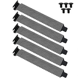 CHENJIN PCI Slot Cover 5PCS Black PCI Dust Filter Blanking Plates with 5PCS Screws Vented Slot Cover