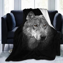 SSTREE Wolf Fleece Throw Blanket for Bed Wolf Lightweight Soft Plush Flannel Throw Blanket for Travel Nap Blankets (Wolf-B, 40"x50")