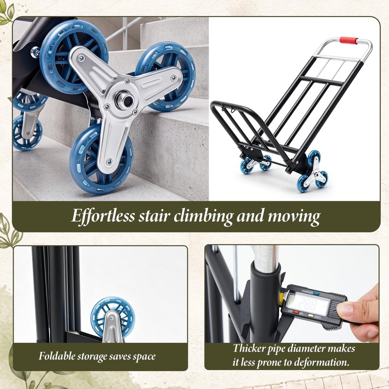 Lounsweer Stair Climbing Cart, 265 Lbs Plant Caddy with 3