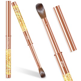 Christmas Lermecloy 100% Kolinsky Acrylic Nail Brush, 10 Size Oval Crimped Shaped Nail Brushes for Acrylic Powder Application, Gold Glitter Handle for Professional Nail Art Acrylic Brush Manicure Tool