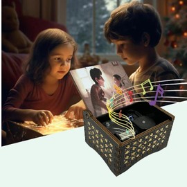 Teykst Remember Me Wood Music Box for Father's Day Birthday Anniversary, 18 Note Wind-up Wooden Engraved Musical Boxes Gift Collection Keepsake Decoration for Christmas