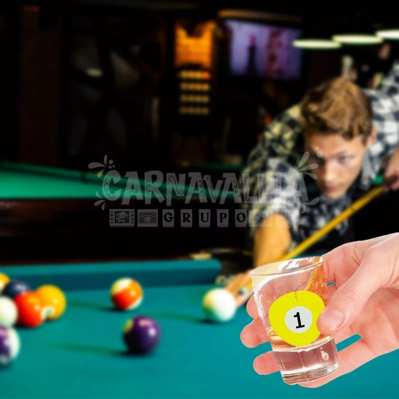 Grupo Carnavallia Billar Shots Bolas Juego 10 Caballitos Bandeja Fiesta