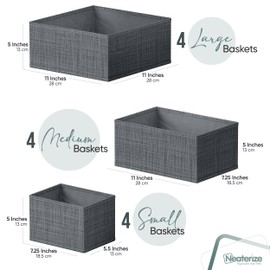 Drawer Organizer Set of 12 Dark Grey - Nursery, Bedroom, Closet Organizer & Storage