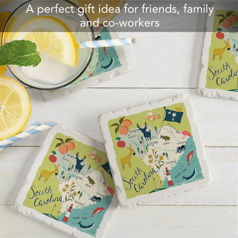 Thirstystone South Carolina 4 Pack Tumbled Tile Stone Coasters with