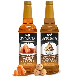 Syruvia Coffee Syrup Variety Pack - Salted Caramel & Chocolate Chip Cookie Dough- Gluten-Free, Kosher, 25.4 fl oz Bottles - Enhance Your Coffee Experience with Premium Flavoring Syrups