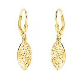 SOFIA MILANI - Women's Earrings 925 Silver - Leaf Earrings, Yellow Gold, No Gemstone