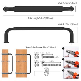 kakapola 10 Pack 5 Inch(128mm) Matte Black Cabinet Pulls Zinc Alloy Cabinet Handles,Black Cabinet Pulls Kitchen Hardware