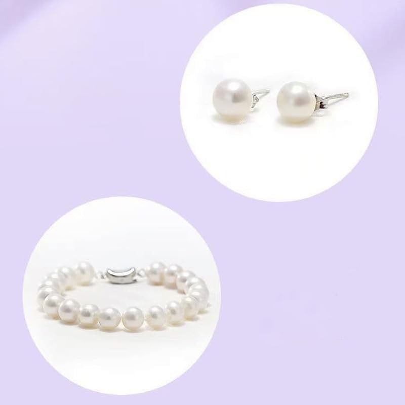 SANFACE 8mm Round Shell Pearl Necklace Set for Women