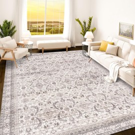 Istana Rugs 9x12 - Beige Grey/Light Cream Area Rug - Foldable Neutral Rug - Stain Resistant 9 x 12 Area Rugs for Living Room - Eco-Friendly 9 x 12 Area Rug Boho - Materials Area Rugs for Bedroom