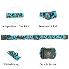 Elegant little tail Independence Dog Collar, Holiday Pet Collar Patriotic Dog Durable Dog Collars Girl or Boy Soft Pet Gift Adjustable Dog Collar for Small Medium Large Dogs