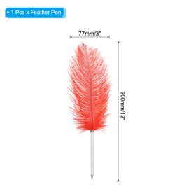 PATIKIL 30cm/12 Feather Ballpoint Pen, 1 Pcs Ink Vintage Quill Pen Refined Plated Dip Pen for Calligraphy Writing Signature Wedding Gift, Red