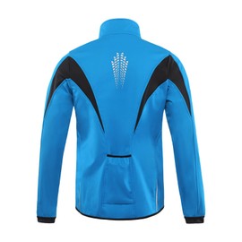 ARSUXEO Winter Warm UP Thermal Softshell Cycling Jacket Windproof Waterproof Bicycle Mountain Bike Clothes 15-K Light blue Size X-Large