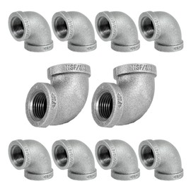 Supply Giant GMNL0018-10, 1/8 Inch 90 Degree Elbow, Malleable Iron Threaded Pipe Fitting, Galvanized (Pack Of 10)