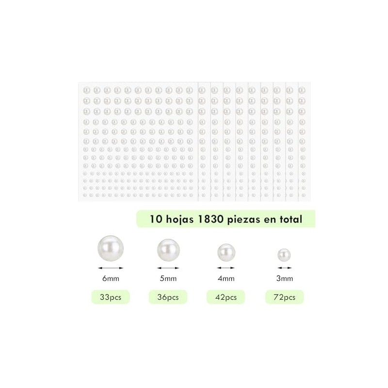 Naler 1830 Piezas Perlas de Espalda Plana para Manualidades DIY