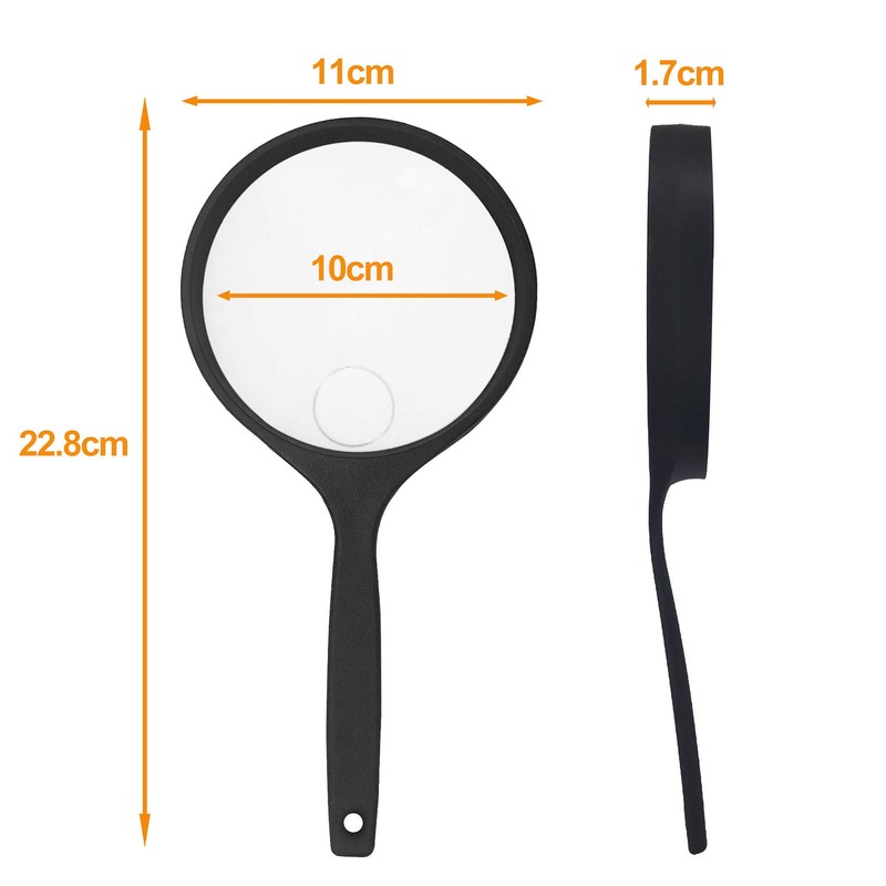 MAGDEPO High Magnification Handheld Magnifier Reading Magnifier Handheld 100mm Diameter