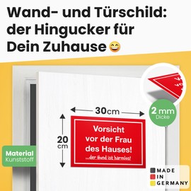 DankeDir! Vorsicht vor Frau des Haus Sign 30 x 20 cm Sign Wall Sign Funny Saying Birthday Gift Door Sign Party Decoration Gift Idea Men