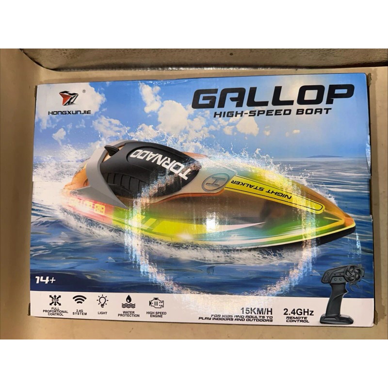Hongxunjie NEW Gallop High-Speed RC TORNADO Boat w LED Light