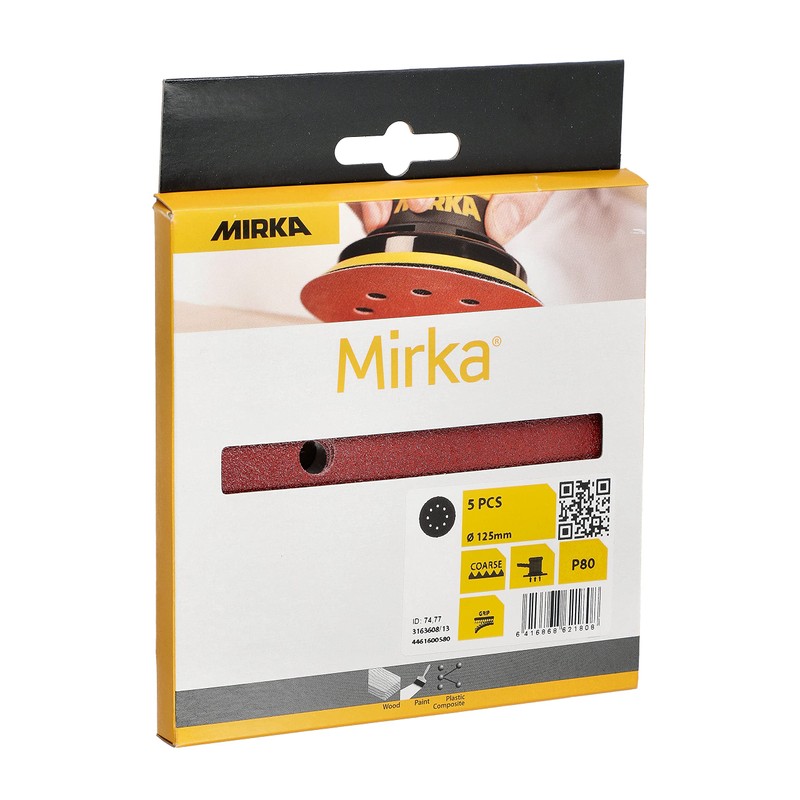 Mirka Red Sandpaper Sanding Discs Diameter 125 mm Velcro Adhesion