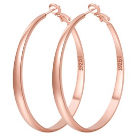 PABBEU Rose Gold Hoop Earrings for Women Rose Gold Hoop Earrings Large Rose Gold Hoop Earrings Hypoallergenic Thin Oversize Big Rose Gold Hoop Earrings PABBEU
