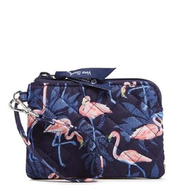 Vera Bradley Cotton Clip & Zip Mini Pouch Wallet, Flamingo Party