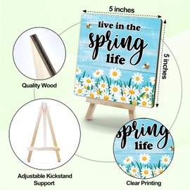 Hello Spring Tabletop Plaque, Spring Flower Wooden Plaque With Easel, Daisy Bee Themed Spring Decor Gifts For Women Friends Family, Inspirational Quote Wood Plaque Decorations For Home Farmhouse, 10
