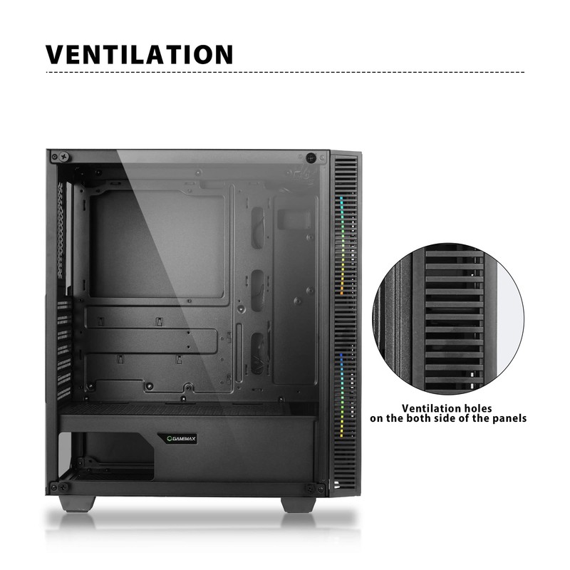 Gaming Case Mid-Tower with Tempered Glass Side Panel, 2x200mm ARGB