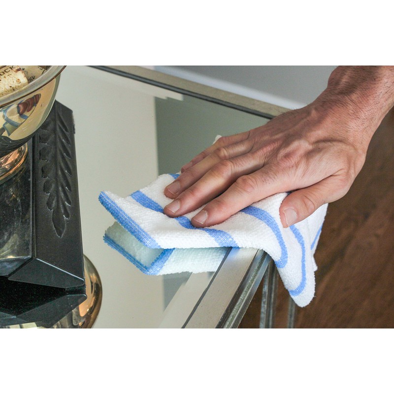 VIKING Bulk Edgeless Microfiber Cleaning Cloths, White and Blue Stripe,
