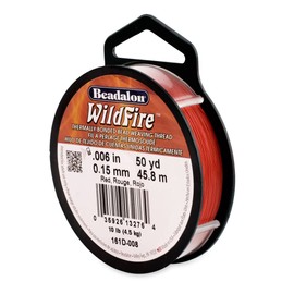 Beadalon Wildfire, 0.001 Pulgadas, 0.15 mm, Resistencia a la Rotura 10 LB / 4.5 kg, Rojo, 50 Yardas / 45 m