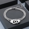 Azubpi Handcuff Bracelet Anklet, Stainless Steel Chain Waterproof Hypoallergenic Unisex