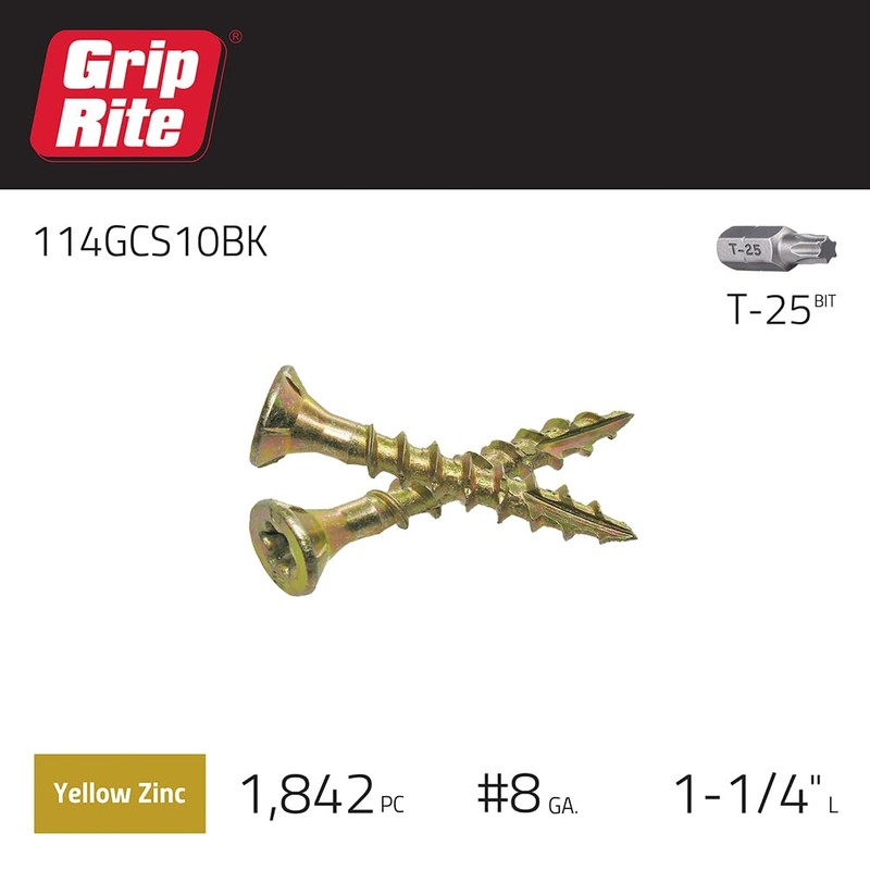 Primesource 114GCS10BK Bulk Construction Screws, 8 by 1-1/4", No Color,