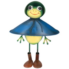 Frog Decor Cartoon Frog Sculpture Wrought Iron Animal Sculpture Garden Decoration Home Desktop Ornament