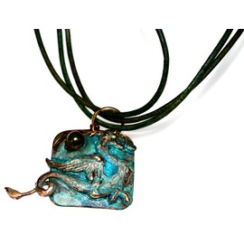 Verdigris Patina Dragon Collection Pendant - Nephrite Jade