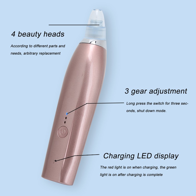 Rechargeable Electric Blackhead Removal Machine Vacuum Suction Face Pore CleanerChampagne