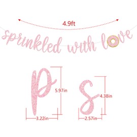 Sprinkled with Love Glitter Banner Baby Shower Sprinkle Party Decor for Girl Pre-Encordado Cartel Dorado (Rosa)