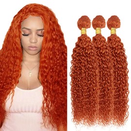 Ginger Orange Bundles #350 Curly Wave Brazilian Remy Hair Bundles #350 Bundle Grade 8A Unprocessed Virgin Hair Weave 3 Bundles Ginger Orange Bundle For Women 14 14 14 Inch