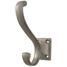 Heavy-Duty Coat & Hat Hook, 3-7/16" High, 2-15/16" Projection, Satin Nickel by Stone Harbor Hardware