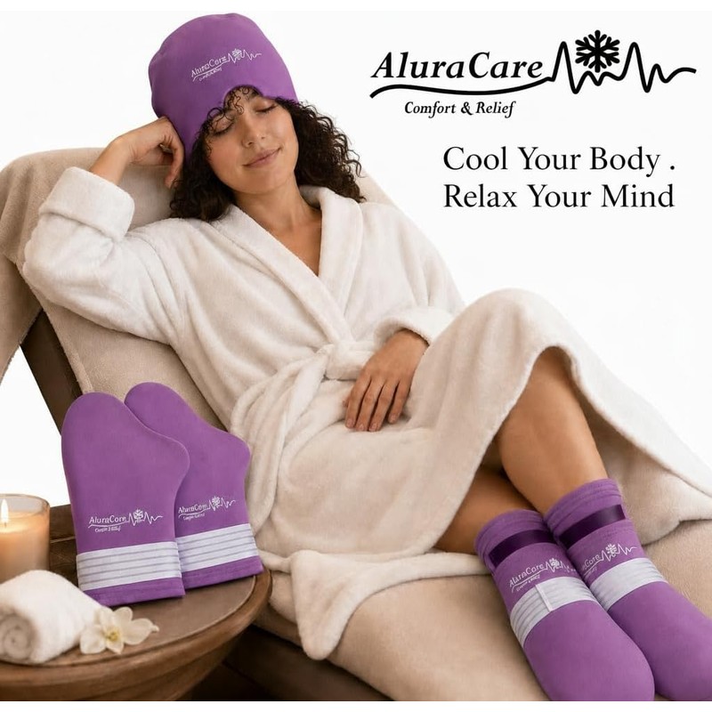Cold Therapy Glove And Sock Set with Cooling Cap for