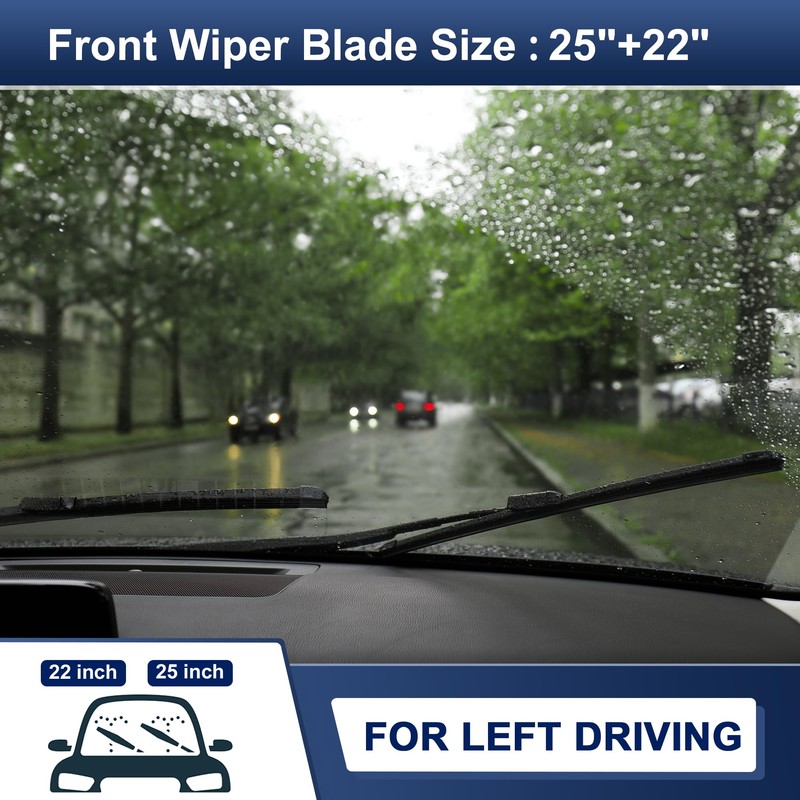 X AUTOHAUX 1 Pair 25"+22" Front Windshield Wiper Blade for