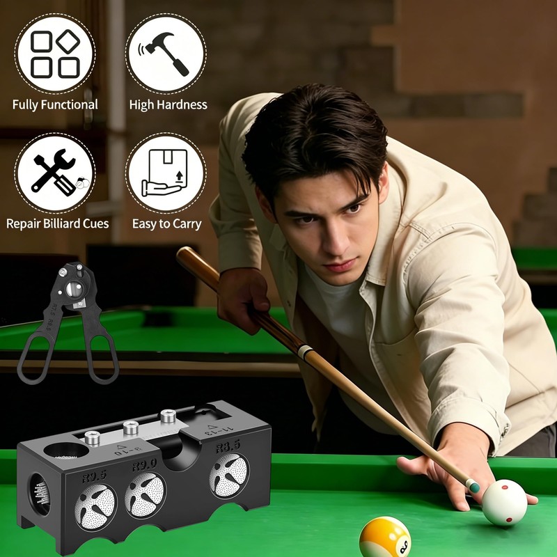 11-in-1 multifunctional cue repair kit,tip shaper,cutter,pricker,cleaner,billiards supply,portable maintenance tool for