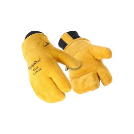 RefrigiWear Heavy-Duty 3-Finger Mitt with Double Cuff - Insulated Leather - L