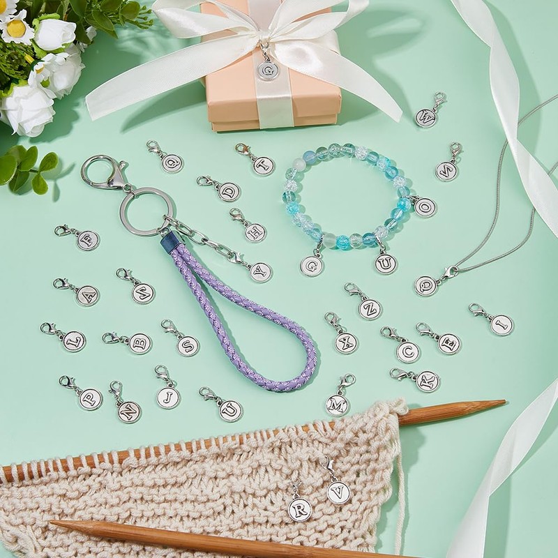 SUPERFINDINGS 104Pcs 26 Letter Clip On Charm Zipper Pulls Charms