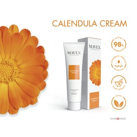 MAVEX Calendula Creme, mit Ringelblume-, Kamillen-, Aloe-, Malven- und Johanniskrautextrakt, 100 ml