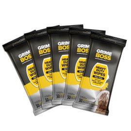 Grime Boss Heavy Duty Wipes (6 x 30ct) | Wet Wipes Used for Hands, Equipment, Tools, Garden, Automotive| Easily Removes Oil, Grease, & Dirt